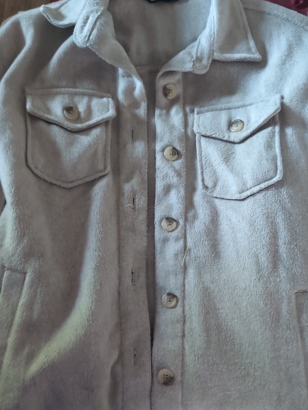 Light Beige Button-Up Shirt Jacket